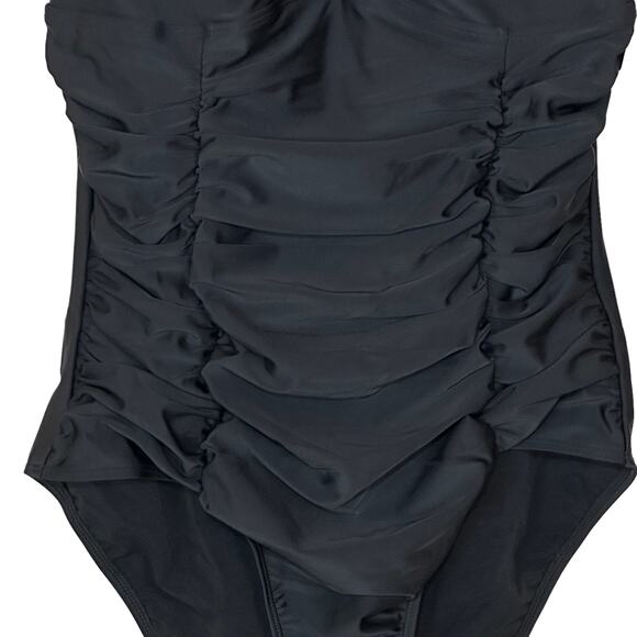 Torrid Lattice Ruched Front One Piece Swimsuit Black Plus Size 5X NWT - Picture 7 of 13